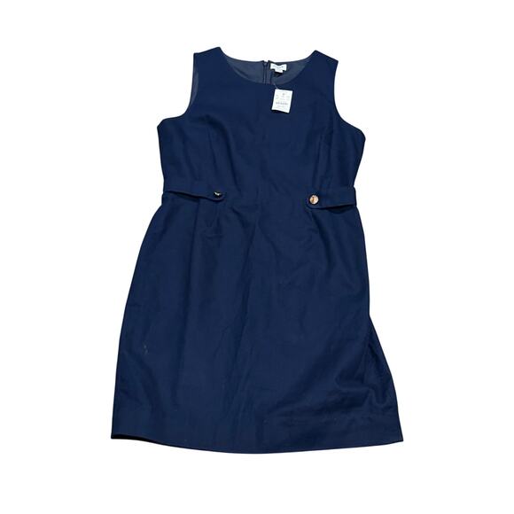 J Crew Women’s Sleeveless Navy Sheath Dress Gold Buttons Nautical Size 12p NWT - Picture 2 of 5